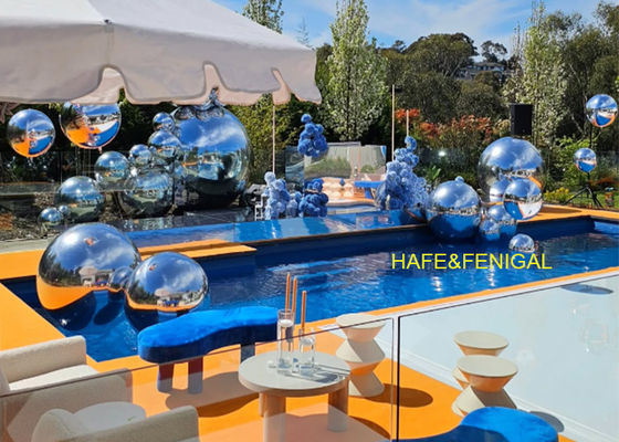0.8m 1m 2m Inflatable PVC Silver Mirror Balloons For Luxe Pool Party