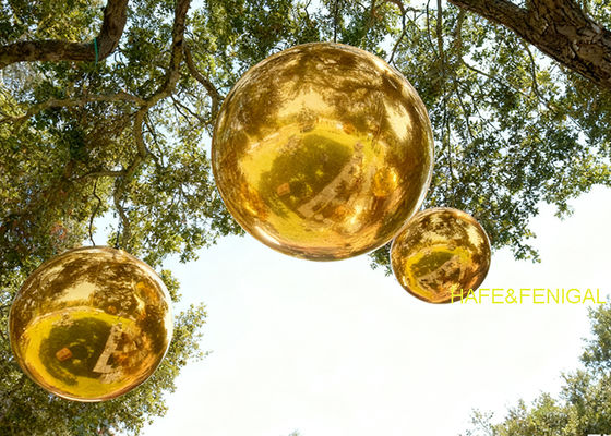 PVC Silver And Gold Reflective Balloons Hang From Trees, Suitable For Outdoor Activities