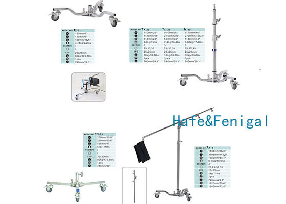 Professional TX & TCOB Series Rolling Base Light Stands with Caster Wheels
