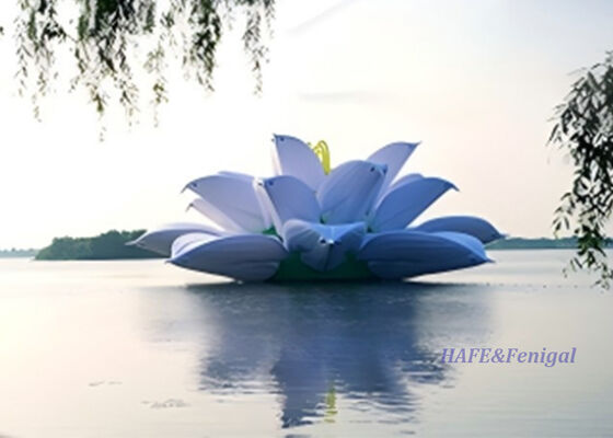 Custom Giant Floating Inflatable Lotus Installation with RGB Lighting for Lakes and Parks