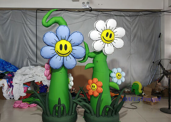 Giant Inflatable Flower Column with Customizable Height 1m-6m, PVC or Nylon Material, and Continuous Air-Blown Structure for Events