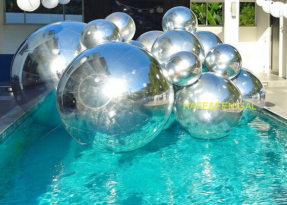 Luxurious PVC Inflatable Silver Mirror Balloons As A Solo Installation on Water
