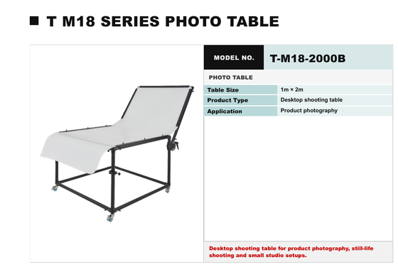 T-M18-2000B 1m × 2m Desktop Shooting Table with Seamless Curved Background for Efficient E-commerce Workflow