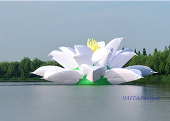 Custom Giant Floating Inflatable Lotus Installation with RGB Lighting for Lakes and Parks