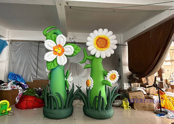 Giant Inflatable Flower Column with Customizable Height 1m-6m, PVC or Nylon Material, and Continuous Air-Blown Structure for Events