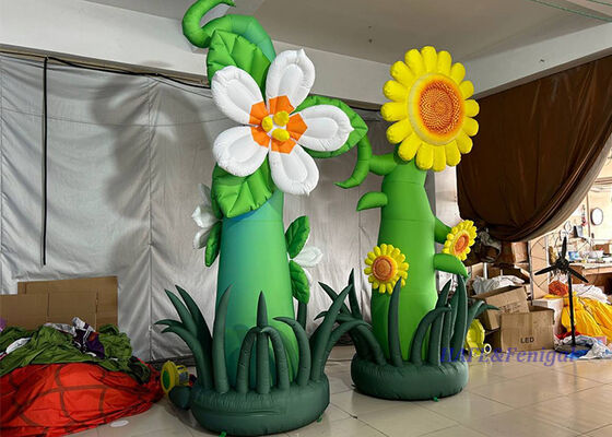 Giant Inflatable Flower Column with Customizable Height 1m-6m, PVC or Nylon Material, and Continuous Air-Blown Structure for Events